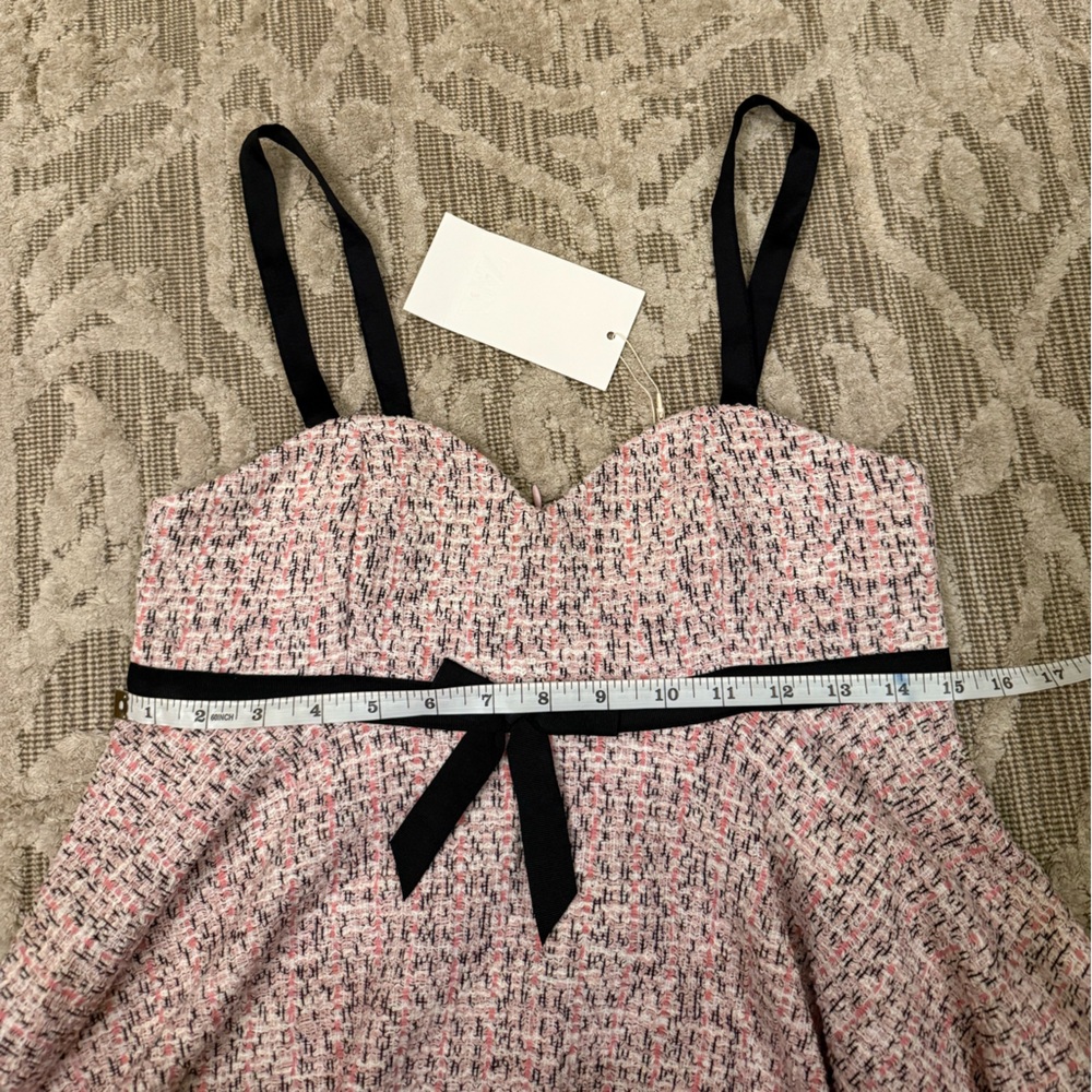 Zara Combination Structure Top Pink Black Tweed with Bow Ref 3644/172/620 NWT - Picture 10 of 13